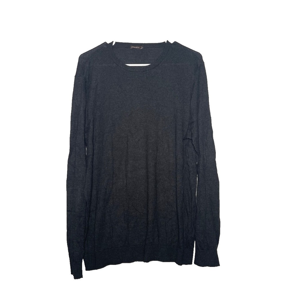J McLaughlin Crew Neck Sweater Mens XL Dark Gray Long Sleeve Soft Cashmere Blend